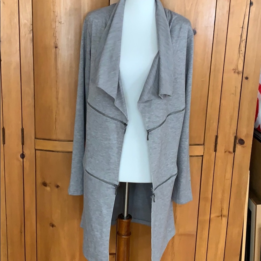 Ariella grey drape cardigan with zipper detail